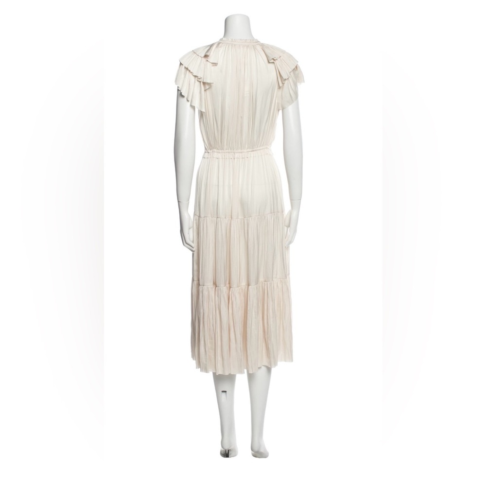 Ulla Johnson Cream Tiered Midi Dress with Ruffle Shoulders - Picture 2 of 6